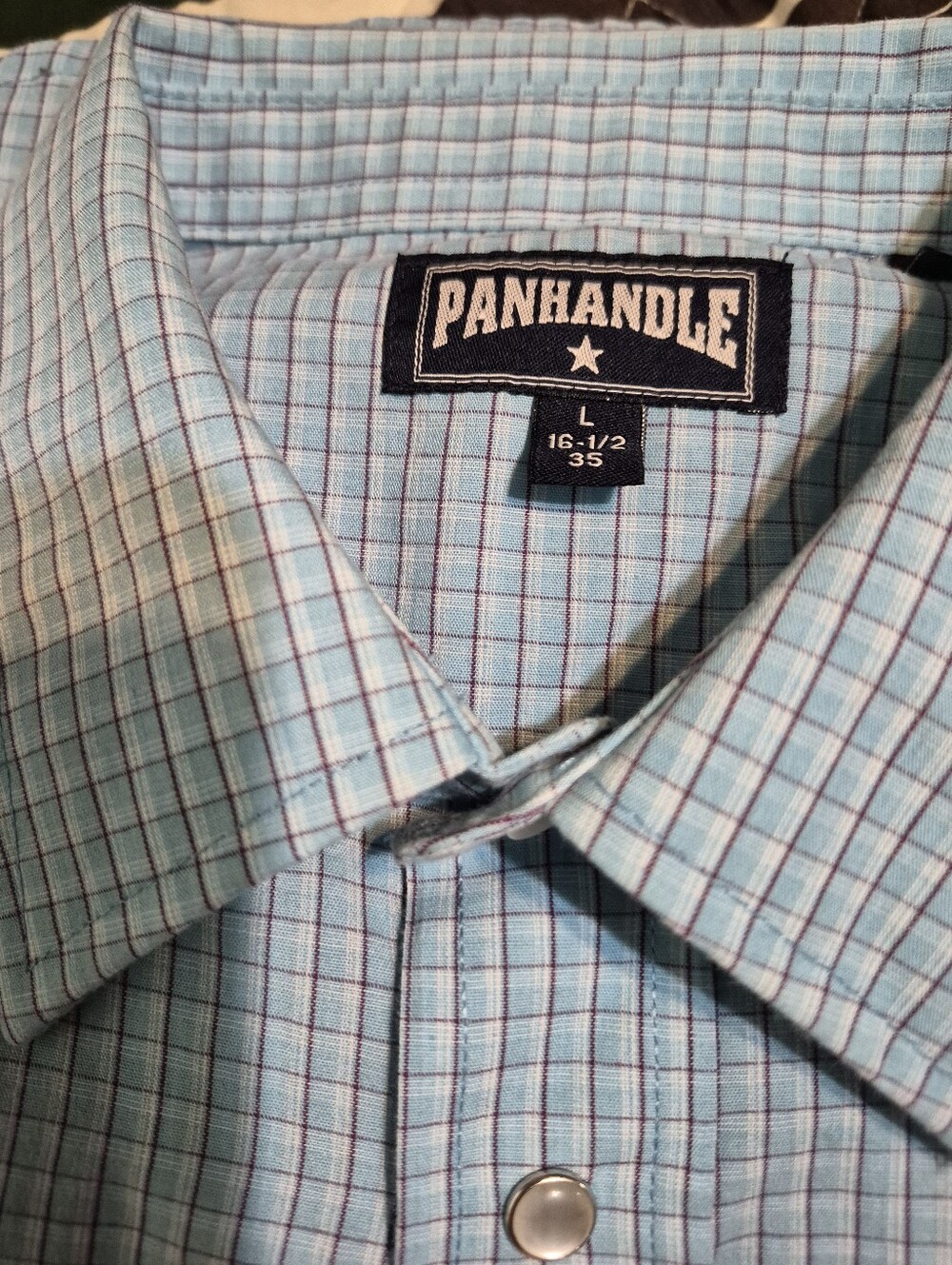 Panhandle Light Blue Plaid Casual Western Button-Down Shirt - Men